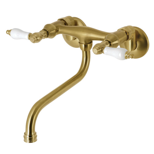 Kingston Brass KS515SB Wall Mount Bathroom Faucet, Brushed Brass