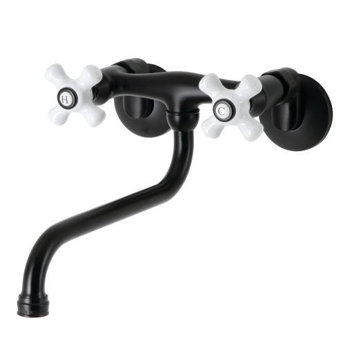 Kingston Brass KS615MB Wall Mount Bathroom Faucet, Matte Black