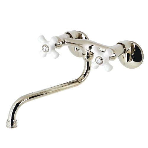 Kingston Brass KS615PN Wall Mount Bathroom Faucet, Polished Nickel