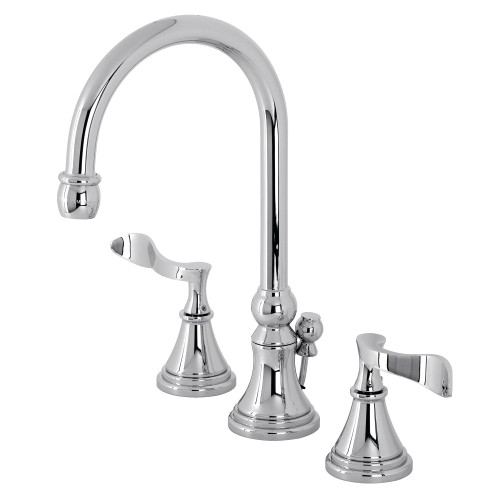 Kingston Brass KS2981CFL Century Widespread Bathroom Faucet with Brass Pop-Up, Polished Chrome