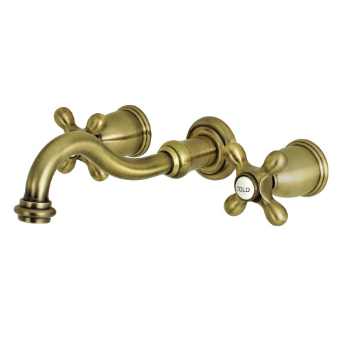 Kingston Brass KS3123AX Vintage 2-Handle Wall Mount Bathroom Faucet, Antique Brass