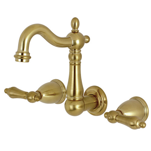 Kingston Brass KS1227AL Heritage Wall Mount Bathroom Faucet, Brushed Brass