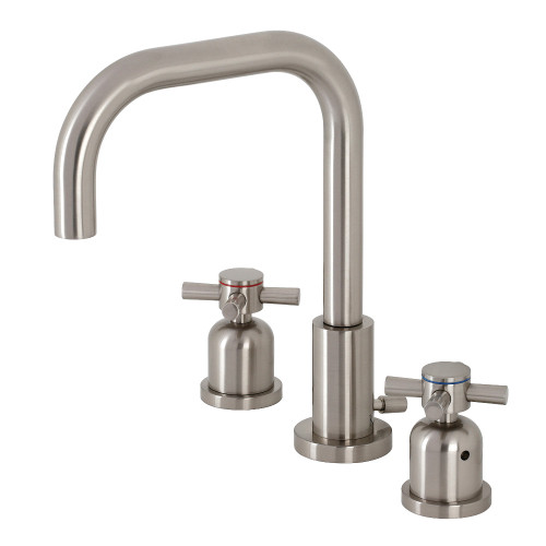 Kingston Brass FSC8938DX Concord Widespread Bathroom Faucet with Brass Pop-Up, Brushed Nickel