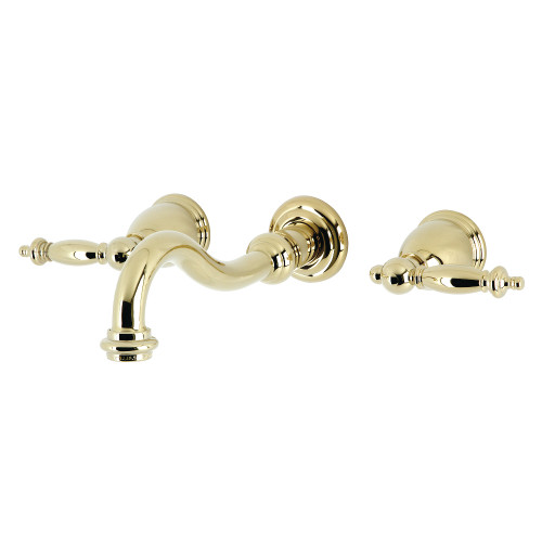 Kingston Brass KS3122TL Templeton Wall Mount Bathroom Faucet, Polished Brass