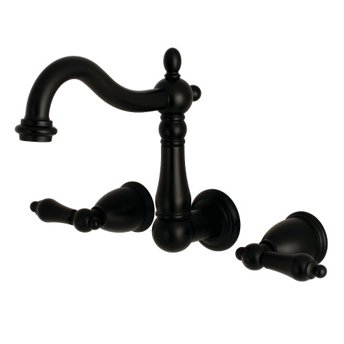 Kingston Brass KS1250AL 8-Inch Center Wall Mount Bathroom Faucet, Matte Black