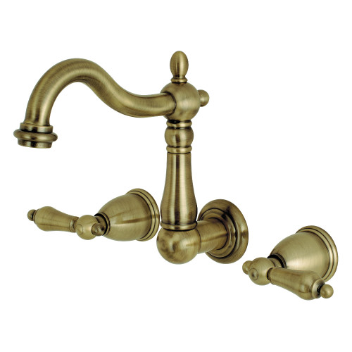 Kingston Brass KS1253AL 8-Inch Center Wall Mount Bathroom Faucet, Antique Brass