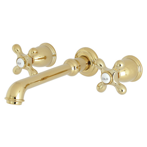 Kingston Brass KS7122AX English Country Two-Handle Wall Mount Bathroom Faucet, Polished Brass