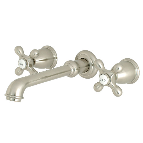 Kingston Brass KS7128AX English Country Two-Handle Wall Mount Bathroom Faucet, Brushed Nickel
