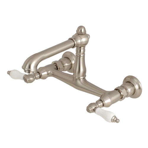 Kingston Brass KS7248PL Wall Mount Bathroom Faucet, Brushed Nickel