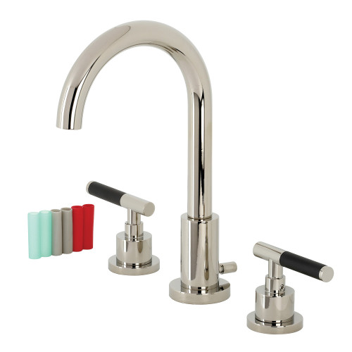 Kingston Brass Fauceture FSC8929CKL Kaiser Widespread Bathroom Faucet with Brass Pop-Up, Polished Nickel