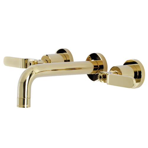 Kingston Brass KS8122KL Whitaker Two-Handle Wall Mount Bathroom Faucet, Polished Brass