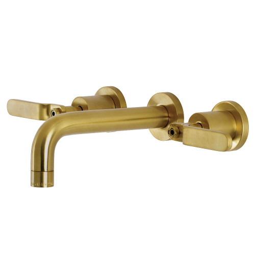 Kingston Brass KS8127KL Whitaker Two-Handle Wall Mount Bathroom Faucet, Brushed Brass