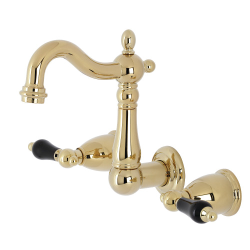 Kingston Brass KS1222PKL Duchess Two-Handle Wall Mount Bathroom Faucet, Polished Brass