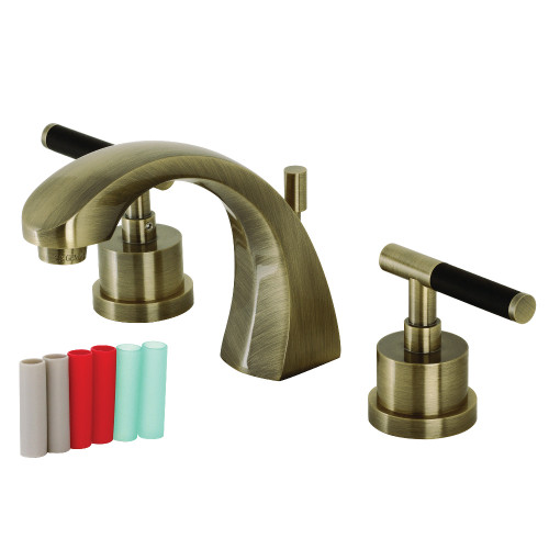 Kingston Brass KS4983CKL Kaiser Widespread Bathroom Faucet with Brass Pop-Up, Antique Brass