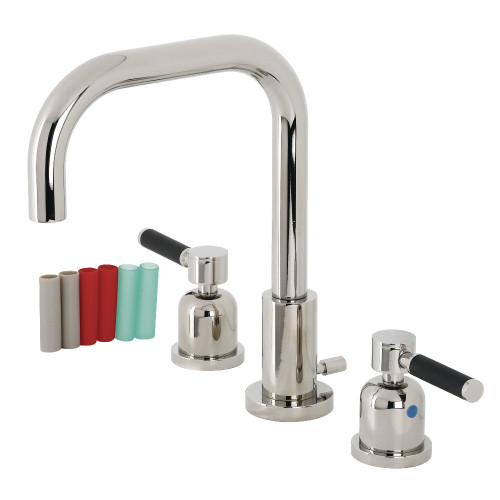 Kingston Brass FSC8939DKL Kaiser Widespread Bathroom Faucet with Brass Pop-Up, Polished Nickel