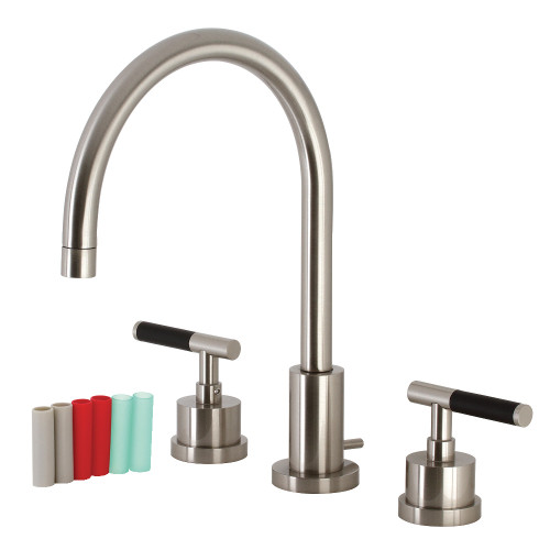 Kingston Brass KS8928CKL Kaiser Widespread Bathroom Faucet with Brass Pop-Up, Brushed Nickel