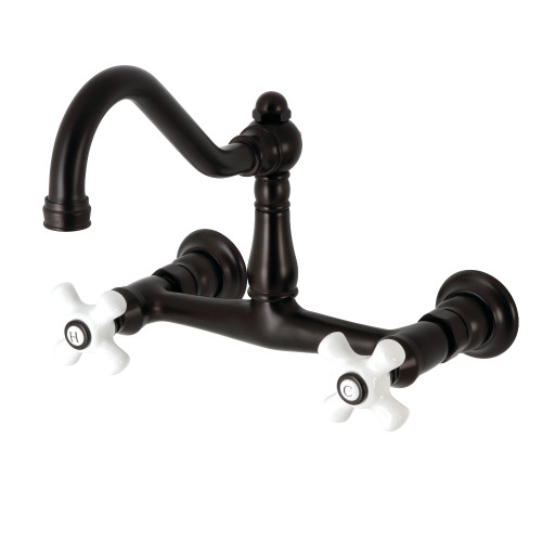 Kingston Brass KS3245PX Vintage Wall Mount Bathroom Faucet, Oil Rubbed Bronze