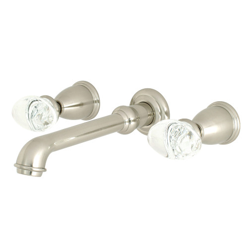 Kingston Brass KS7128WVL Krystal Onyx Two-Handle Wall Mount Bathroom Faucet, Brushed Nickel