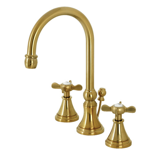 Kingston Brass KS2987BEX Essex Widespread Bathroom Faucet with Brass Pop-Up, Brushed Brass