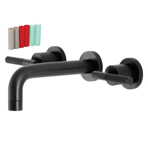 Kingston Brass KS8120CKL Kaiser Two-Handle Wall Mount Bathroom Faucet, Matte Black