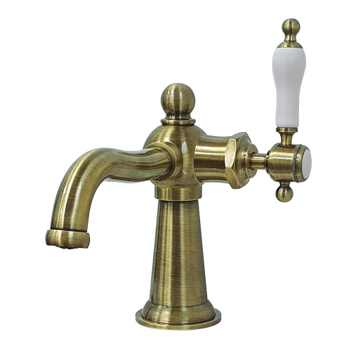 Kingston Brass KS154KLAB Nautical Single-Handle Bathroom Faucet with Push Pop-Up, Antique Brass