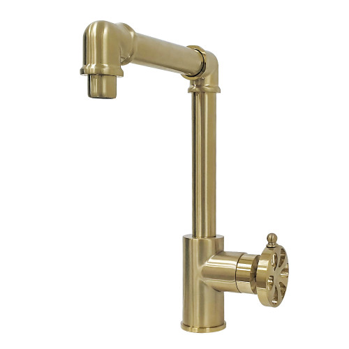 Kingston Brass KS144RXBB Belknap Single-Handle Bathroom Faucet with Push Pop-Up, Brushed Brass