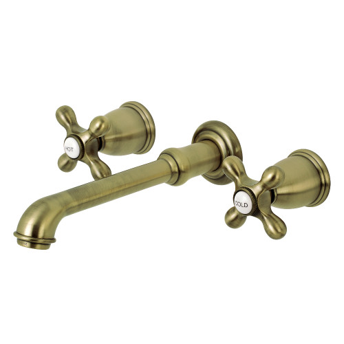 Kingston Brass KS7123AX English Country Two-Handle Wall Mount Bathroom Faucet, Antique Brass