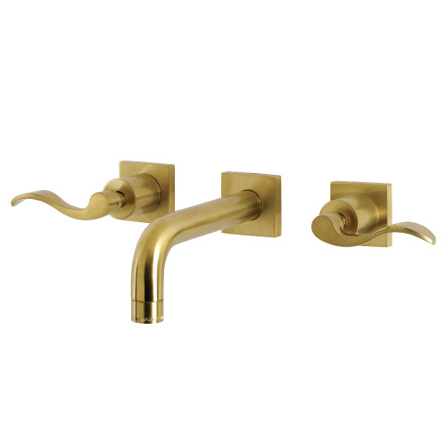 Kingston Brass KS6127DFL NuWave Two-Handle Wall Mount Bathroom Faucet, Brushed Brass