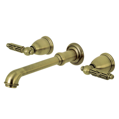 Kingston Brass KS7123GL 8-Inch Center Wall Mount Bathroom Faucet, Antique Brass