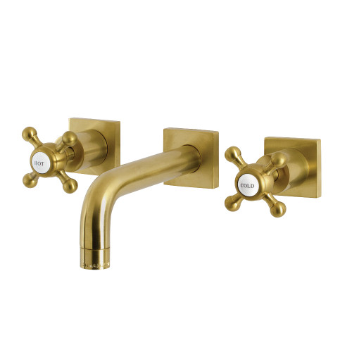 Kingston Brass KS6127BX Metropolitan Two-Handle Wall Mount Bathroom Faucet, Brushed Brass