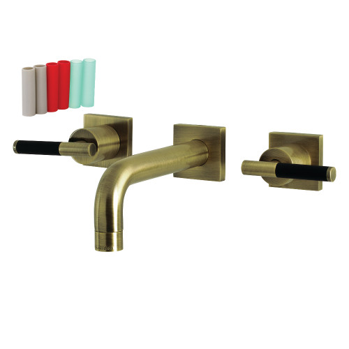 Kingston Brass KS6123CKL Ksiser Two-Handle Wall Mount Bathroom Faucet, Antique Brass