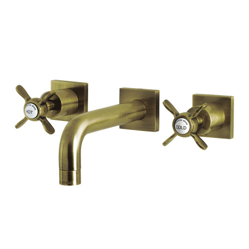 Kingston Brass KS6123BEX Essex Two-Handle Wall Mount Bathroom Faucet, Antique Brass