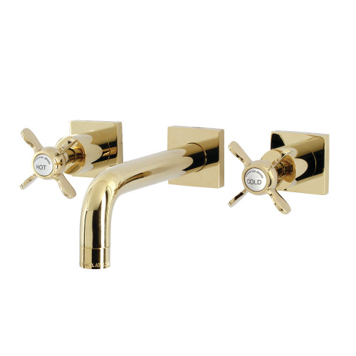 Kingston Brass KS6122BEX Essex Two-Handle Wall Mount Bathroom Faucet, Polished Brass
