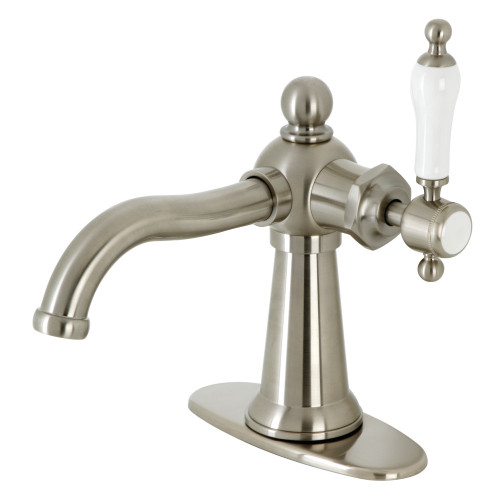 Kingston Brass KSD154KLBN Nautical Single-Handle Bathroom Faucet with Push Pop-Up, Brushed Nickel