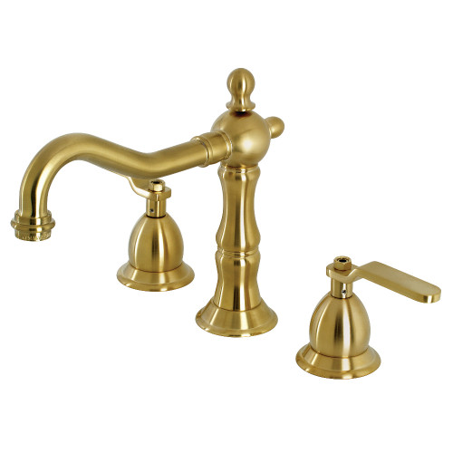 Kingston Brass KS1977KL Whitaker Widespread Bathroom Faucet with Brass Pop-Up, Brushed Brass