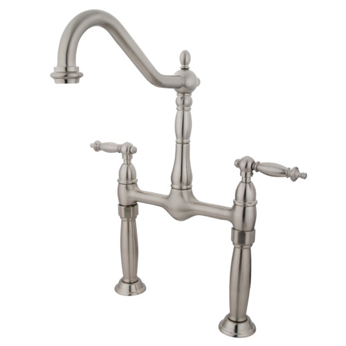 Kingston Brass KS1078TL Two Handle Widespread Vessel Sink Faucet, Brushed Nickel