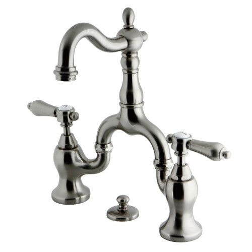 Kingston Brass KS7978BAL Heirloom Bridge Bathroom Faucet with Brass Pop-Up, Brushed Nickel