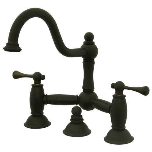 Kingston Brass KS3915BL Restoration Bathroom Bridge Faucet, Oil Rubbed Bronze