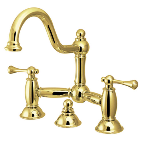 Kingston Brass KS3912BL Restoration Bathroom Bridge Faucet, Polished Brass