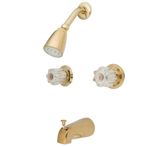 Kingston Brass KB142 Americana Two-Handle Tub and Shower Faucet, Polished Brass
