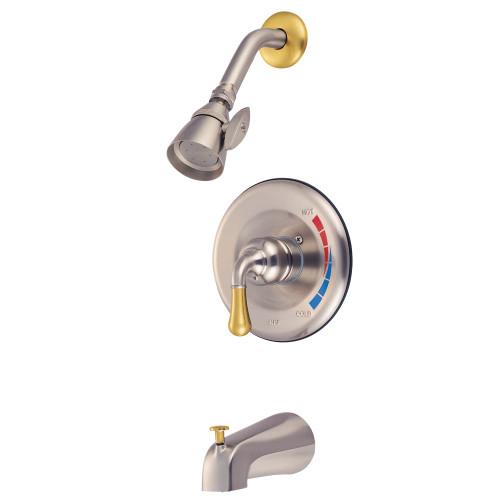 Kingston Brass KB639T Single-Handle Tub and Shower Faucet Trim Only, Brushed Nickel/Polished Brass