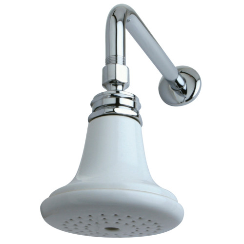 Kingston Brass P50CK Victorian Ceramic Showerhead with 12" Shower Arm Combo, Polished Chrome