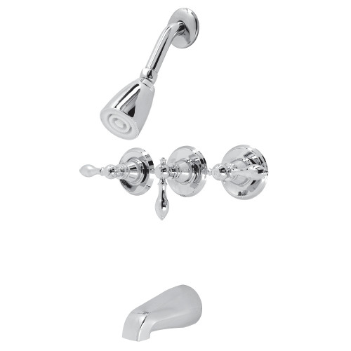 Kingston Brass KB231ACL American Classic Three-Handle Tub and Shower Faucet, Polished Chrome