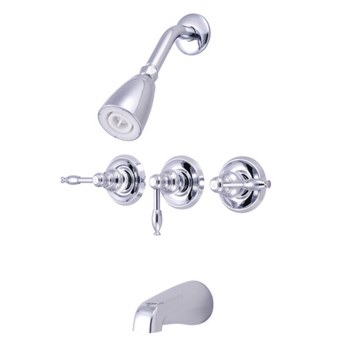 Kingston Brass KB231KL Knight Three-Handle Tub and Shower Faucet, Polished Chrome