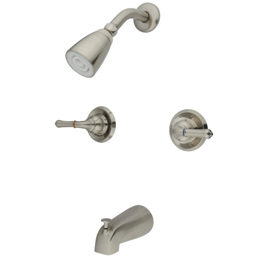 Kingston Brass GKB248 Water Saving Magellan 2-Handle Tub and Shower Faucet with Water Savings Showerhead, Brushed Nickel