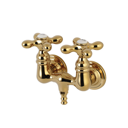 Kingston Brass AE37T2 Aqua Vintage 3-3/8 Inch Wall Mount Tub Faucet, Polished Brass