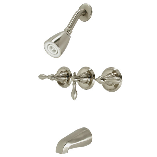 Kingston Brass KB238ACL American Classic Three-Handle Tub and Shower Faucet, Brushed Nickel