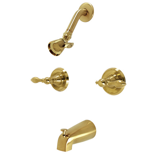 Kingston Brass KB247ACL American Classic Two-Handle Tub and Shower Faucet, Brushed Brass