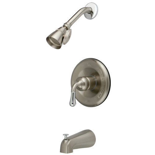 Kingston Brass KB1637 Magellan Single Lever Handle Operation Tub & Shower Faucet, Brushed Nickel/Polished Chrome