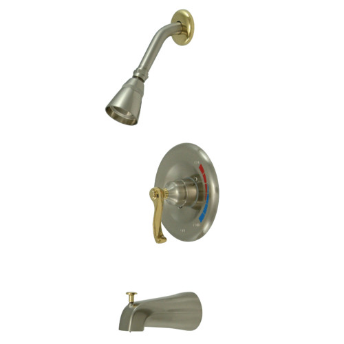 Kingston Brass KB8639FL Royale Tub & Shower Faucet, Brushed Nickel/Polished Brass